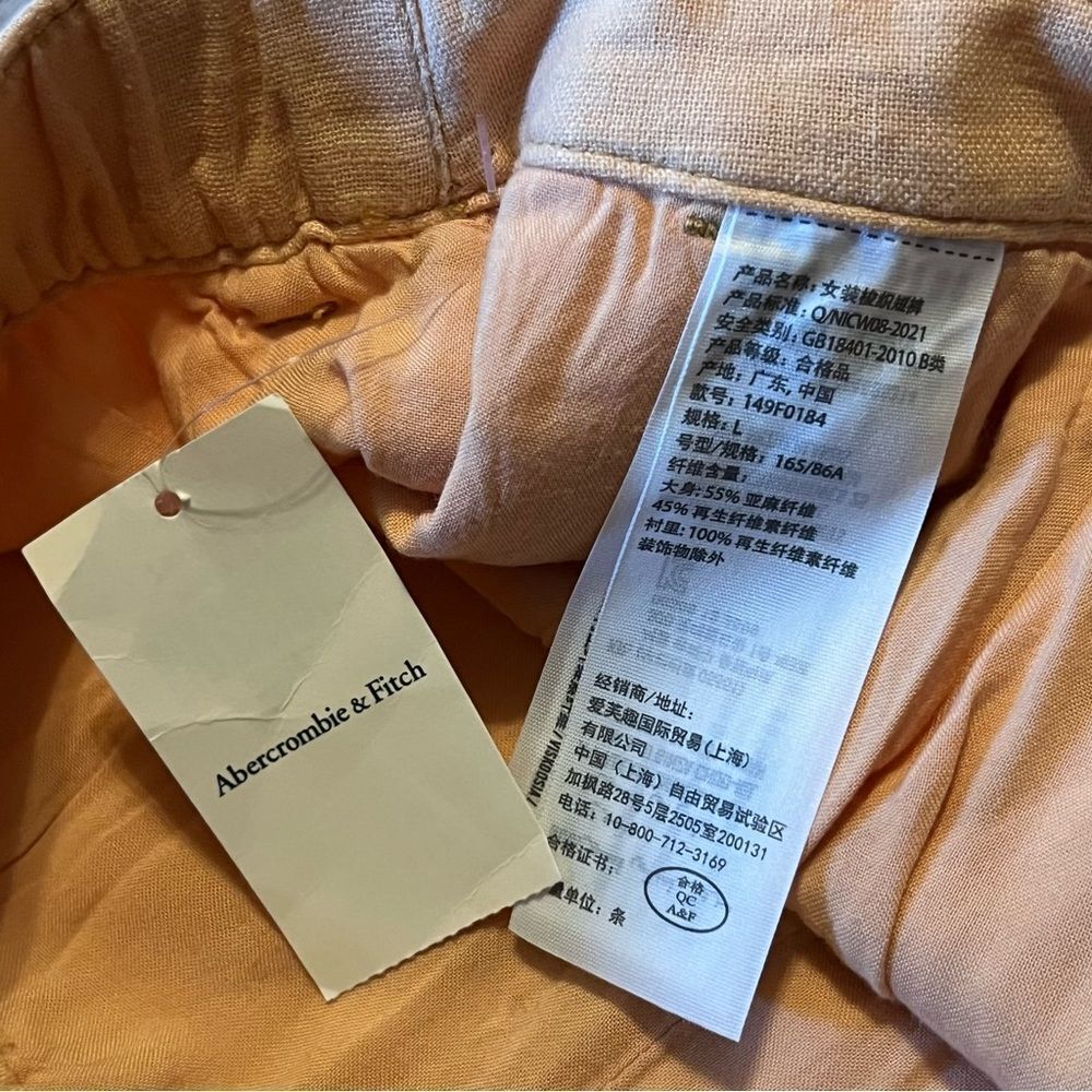 Abercrombie & Fitch linen Bermuda Tailored Orange shorts L NWT - Picture 9 of 14